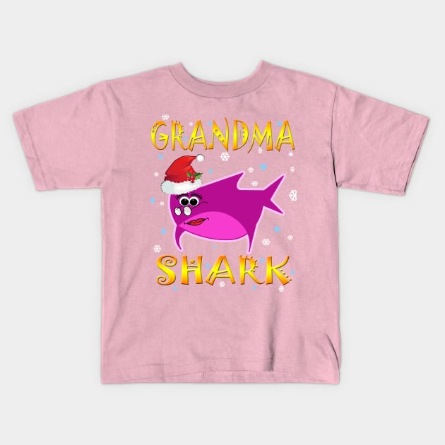 Christmas Grandma Shark Funny Design Gift Idea Kids T-Shirt by werdanepo